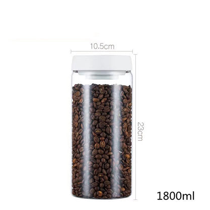 Vacuum Sealed Jug Set Black Coffee Beans Glass Airtight Canister Kitchen Food Grains Candy Keep Good Storage Jar Set Kitchen 