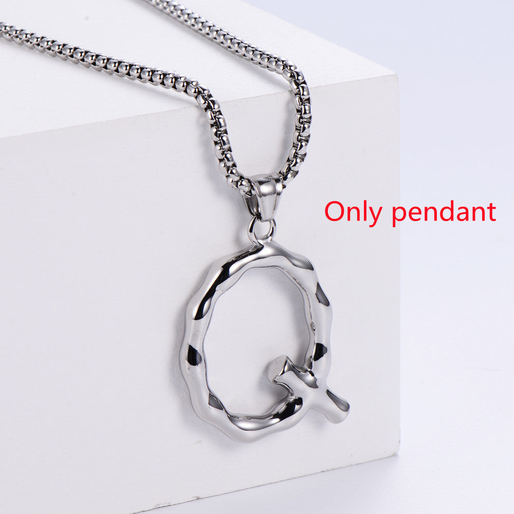 Three-dimensional 26 English Letter Pendant Necklace Fashion Jewelry Titanium Steel Couple Ornament 9a368828 ea86 4791 ae51 7