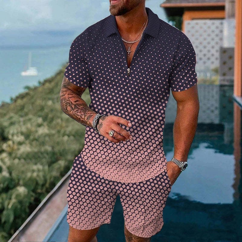 Fashion Casual Zipper Short Sleeve Suit 9a497a54 a76c 42be 8ff1 731e88408d94