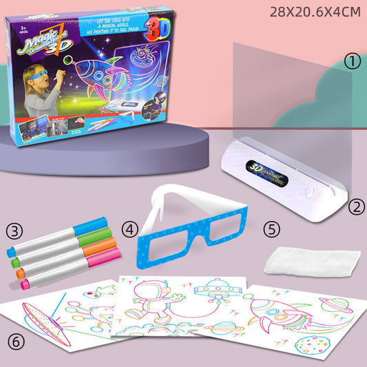 3D Fluorescent Drawing Board Magic Luminous Three-dimensional Writing Board - HD Wireless Product #1