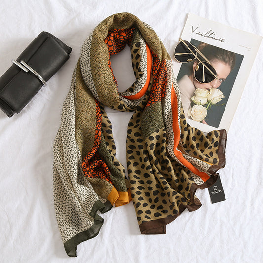 New Leopard Print Cotton And Linen Feel Scarf Women's Winter All-matching Long Warm Shawl Dual-use Beach Towel 9a6ff7c6 9190 