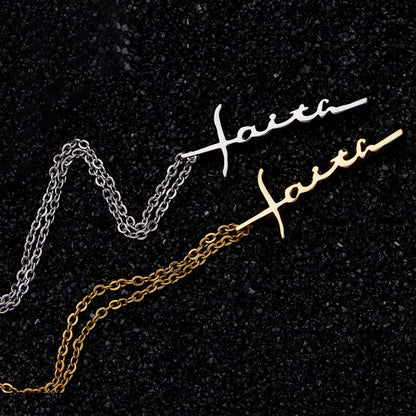 Fashion Gold Silver Color Letter Faith Cross Necklace 9a722bed 43fa 4080 983b b6c9d9ad14aa