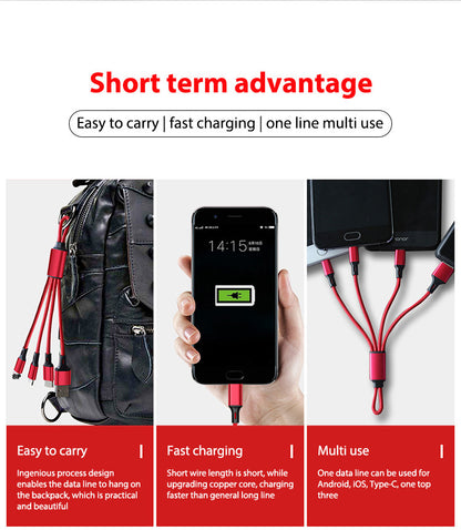 Keychain Three-in-one Data Cable Three-head Charging Cable - 图片 2