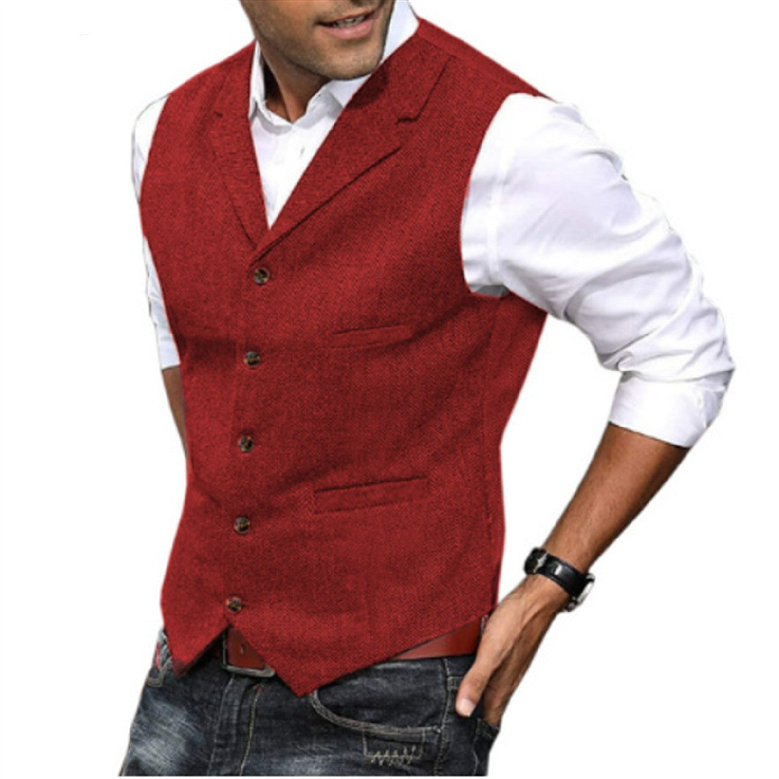 Men's Waistcoat Casual Solid Color Herringbone Waistcoat Slim Fit 9a77ca05 9886 42a6 bf43 4eeae692f5f9