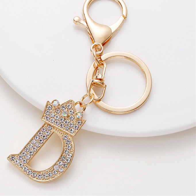 Metal Diamond-encrusted 26 English Crown Alphabet Keychain 9a79b77c 9e83 4238 8540 f9f0da739994