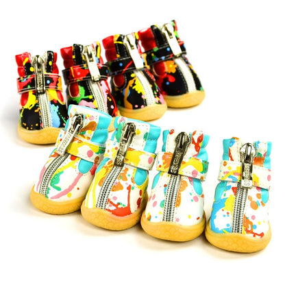 Dog PU Leather Fleece-lined Pet Cotton Shoes 9aabb9ac ae85 46c3 a57c a408ebabe958
