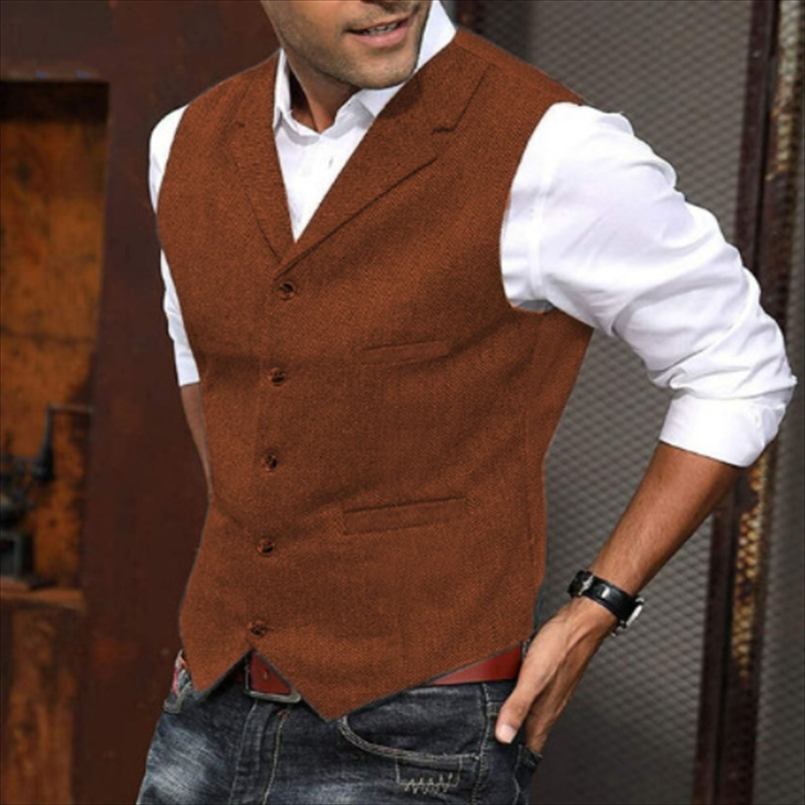 Men's Waistcoat Casual Solid Color Herringbone Waistcoat Slim Fit 9aadd3ff 22ef 47a1 ac1f 479d93462863