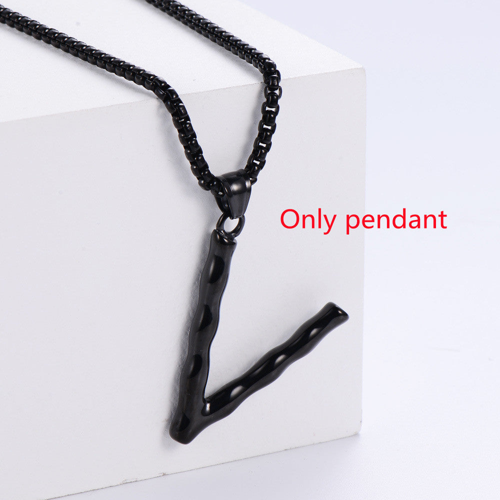 Three-dimensional 26 English Letter Pendant Necklace Fashion Jewelry Titanium Steel Couple Ornament 9ab0ab73 7961 4a49 93f4 e