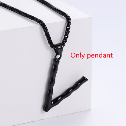 Three-dimensional 26 English Letter Pendant Necklace Fashion Jewelry Titanium Steel Couple Ornament 9ab0ab73 7961 4a49 93f4 e