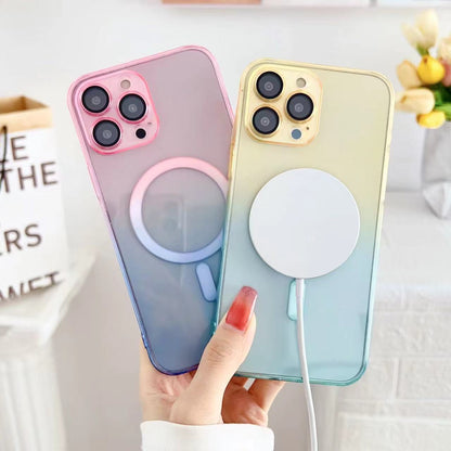 Hot Gradient Two-color Magnetic Phone Case Lens Protector Protective Case - 图片 2