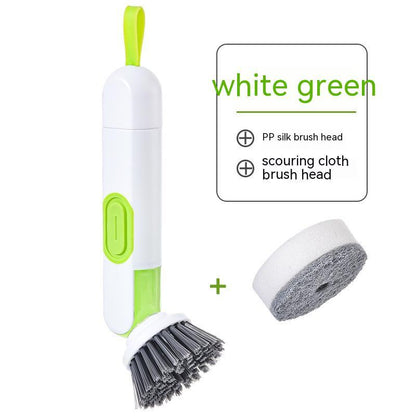 Multi-Functional Long-Handle Liquid-Filled Cleaning Brush Washing Up Brushes With Liquid Dispenser Two Replacement Heads For 