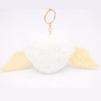 Peach Heart Wings Heart Wool Ball Keychain Pendant 9aeaef27 5570 45b3 a3b3 d49d18429a12