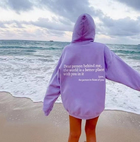 Dear Person Behind Me,the World Is A Better Place,with You In It,love,the Person In Front Of You,Women's Plush Sweater Plain 