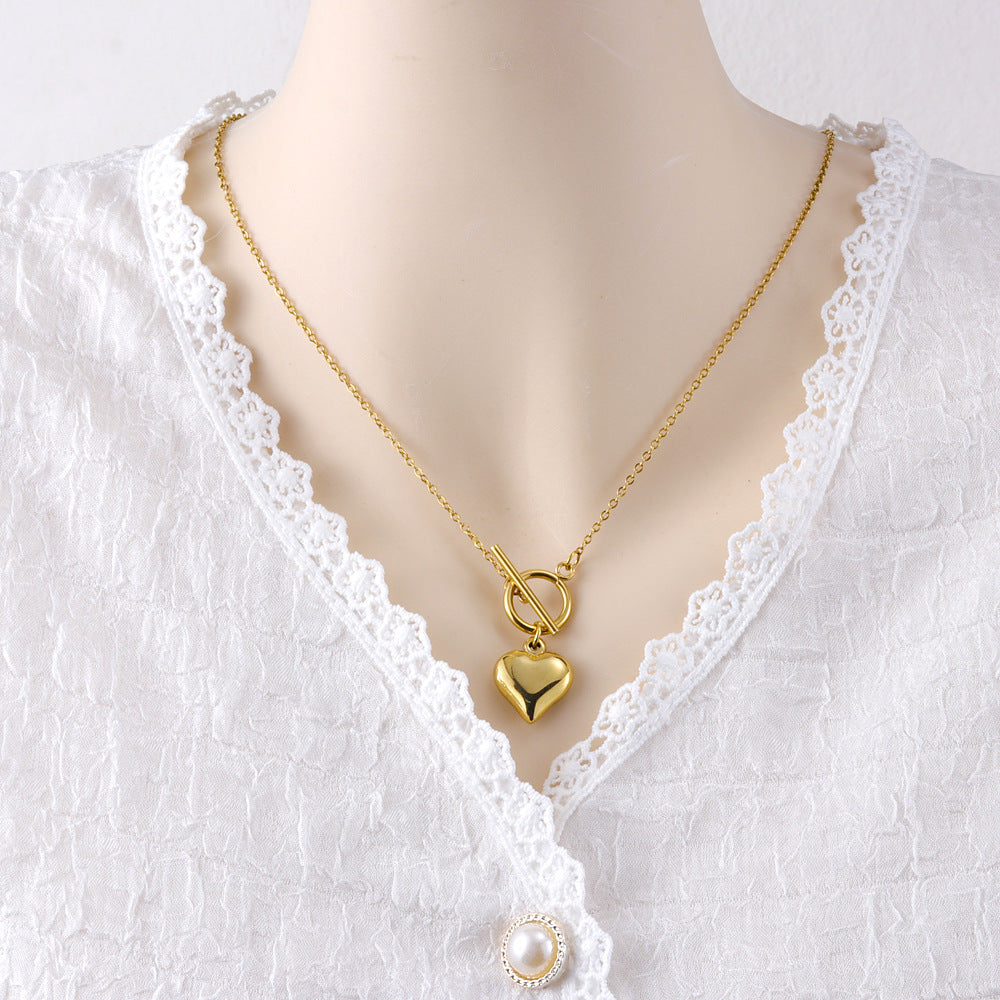 Stainless Steel OT Buckle Heart Necklace Ornament 9b301f98 6516 4576 913e e7a0f1a3073c
