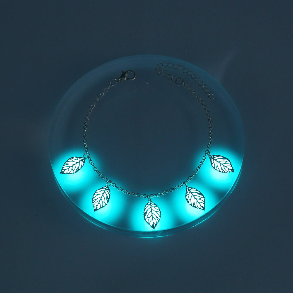 Halloween Personalized Creative Copper Sheet Dripping Oil Luminous Lucky Tree Leaf Pendant Bracelet 9b31cb25 aae3 4d06 9044 3