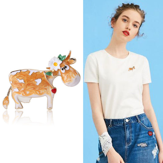 Fashion Alloy Dripping Oil Small Flower Cow Brooch 9b62e5c7 74c8 4581 9a7a ead5d51de3c1