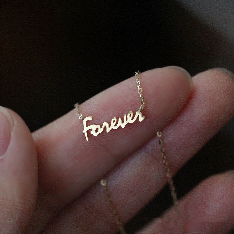 Sterling Silver Plated 14K Gold Necklace Women Forever English 9b995c6a 081c 4166 a10d 9c6d998210d5