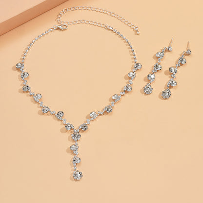 Fashion Crystal Necklace Ear Stud Bracelet Jewelry Accessories