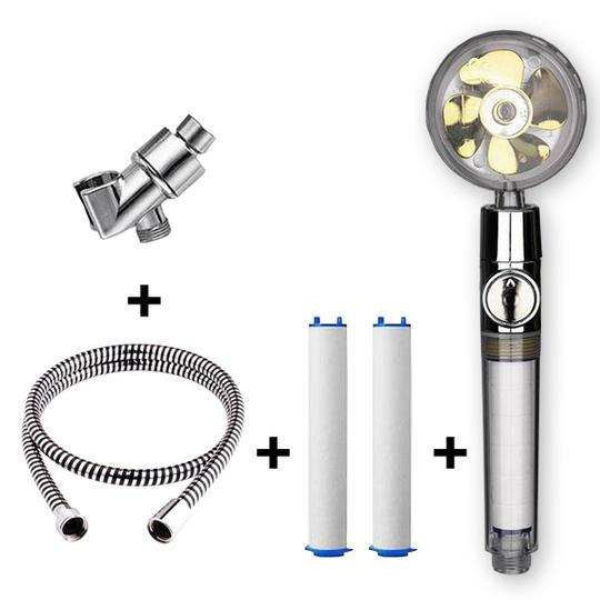 Propeller Driven Shower Head With Stop Button And Cotton Filter Turbocharged High Pressure Handheld Shower Nozzle 9bddf1f7 de
