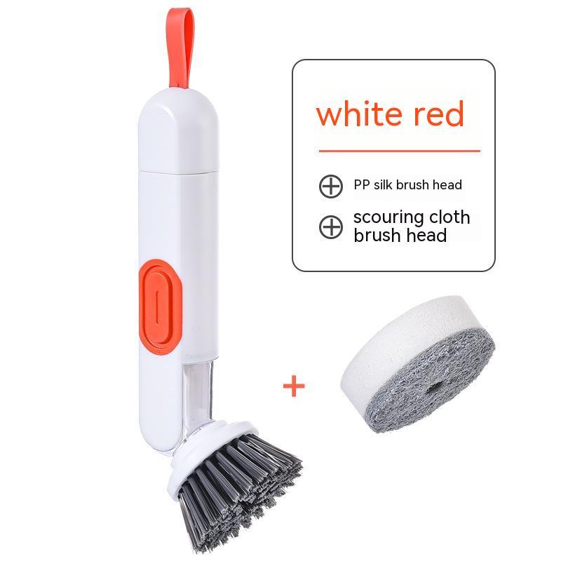 Multi-Functional Long-Handle Liquid-Filled Cleaning Brush Washing Up Brushes With Liquid Dispenser Two Replacement Heads For 