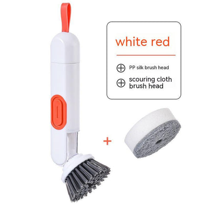 Multi-Functional Long-Handle Liquid-Filled Cleaning Brush Washing Up Brushes With Liquid Dispenser Two Replacement Heads For 