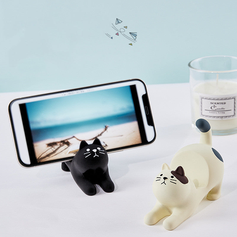 Grocery Cat Phone Holder Resin Craft Car Desktop Ornament - 图片 4