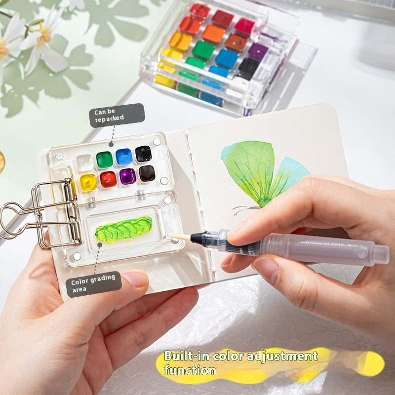 Mini Watercolor Color Box Acrylic Box Portable Portable Journal Book Sketch Travel Painting Picture Book 9c1713c5 411f 4cea 9