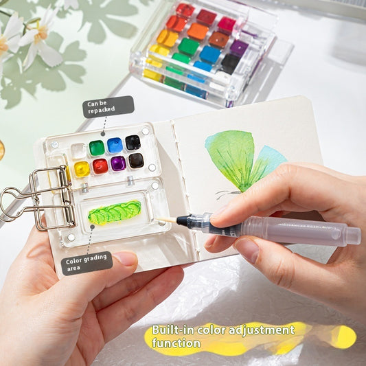 Mini Watercolor Color Box Acrylic Box Portable Portable Journal Book Sketch Travel Painting Picture Book 9c1713c5 411f 4cea 9