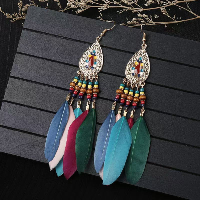 Bohemian Long Feather Earrings Handmade 9c287c7b 1ca3 49d7 ac57 e130e63bf9c6