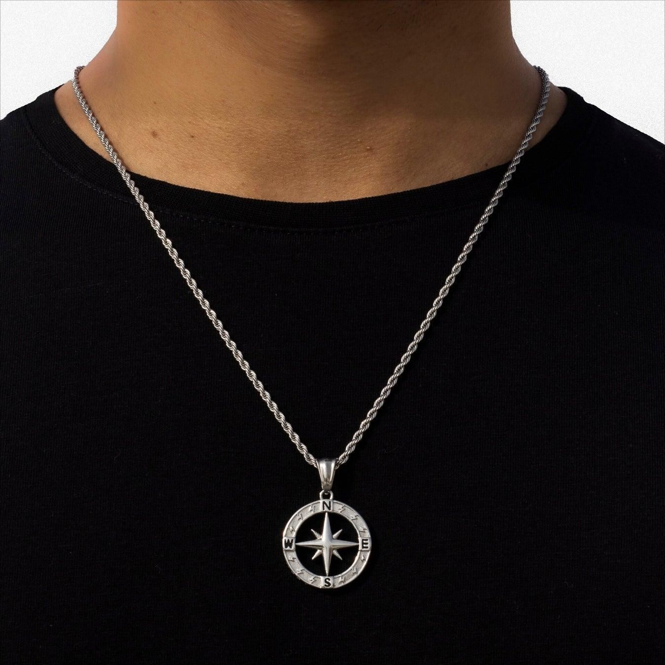 Stainless Steel Compass Circular Necklace 9c818c27 a476 4381 9d04 732a2d340d56