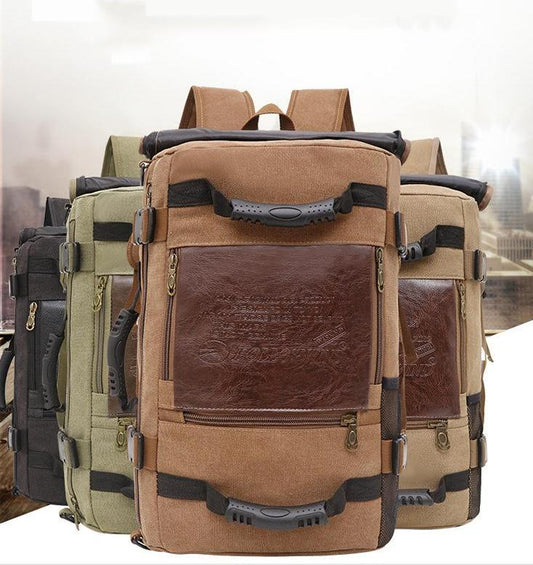 Men Canvas Backpack Huge Travel School Shoulder Computer Backpack Functional Versatile Bags Multifunctional Laptop Bag 9c8808