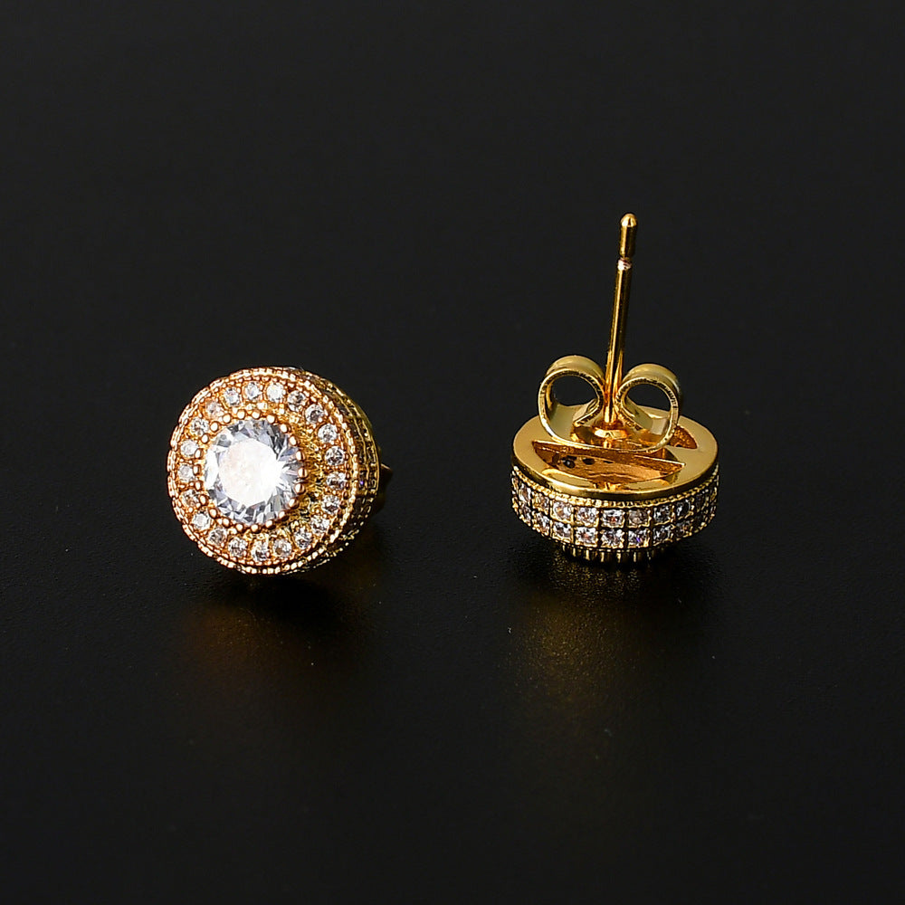 Round Full Zircon Hip Hop Personality Earrings Men And Women Trendy Diy Earrings 9c93371d c934 4189 8263 59eeeabb5781