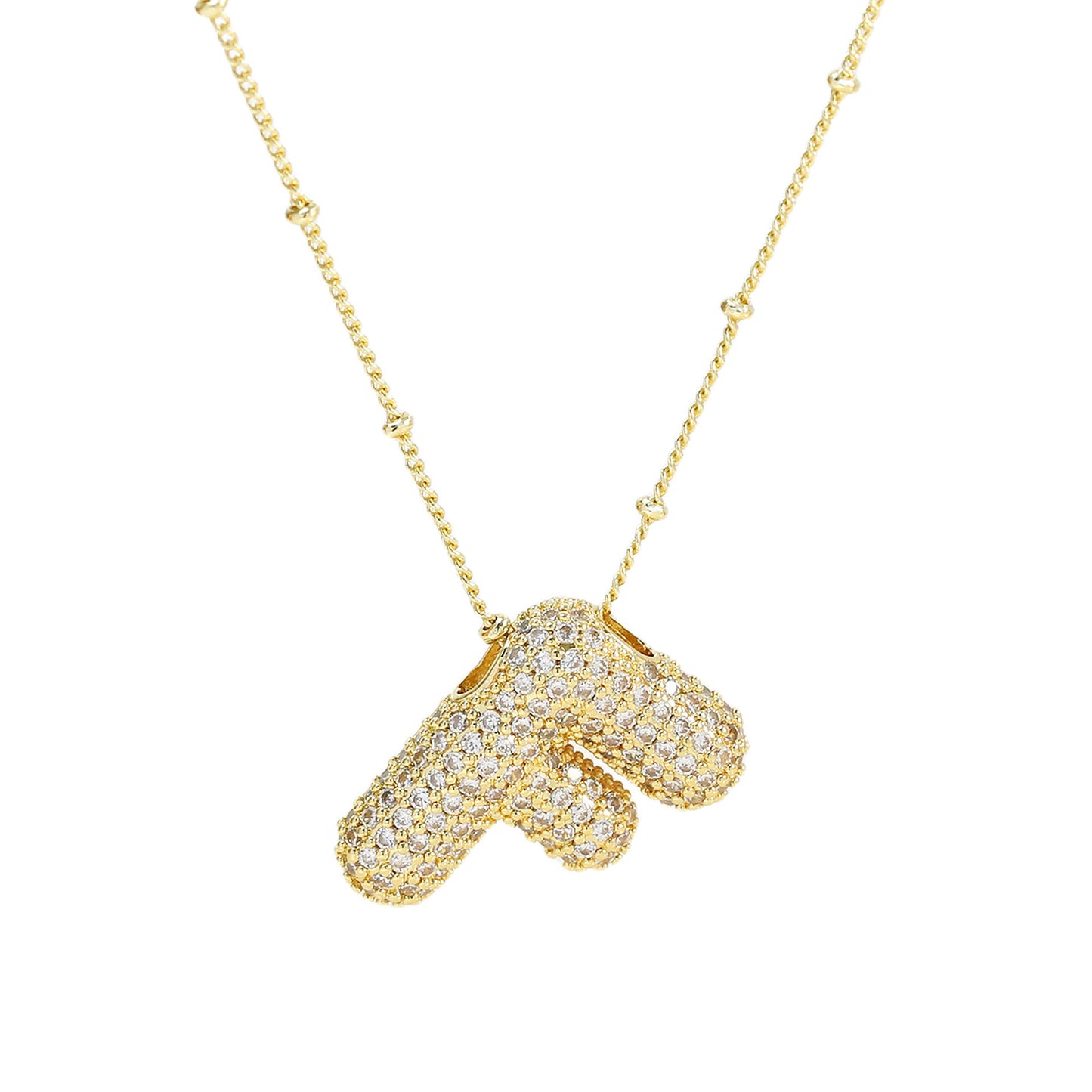 Brass Zircon Bubble Balloon Letter Pendant Necklace For Women 9ca4b4c3 71b9 4845 a308 3363ae80757d
