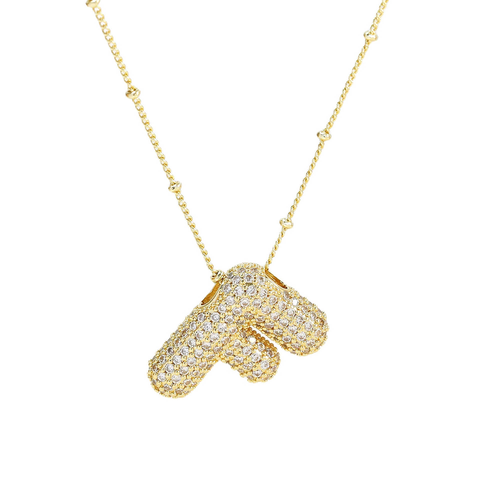 Brass Zircon Bubble Balloon Letter Pendant Necklace For Women 9ca4b4c3 71b9 4845 a308 3363ae80757d