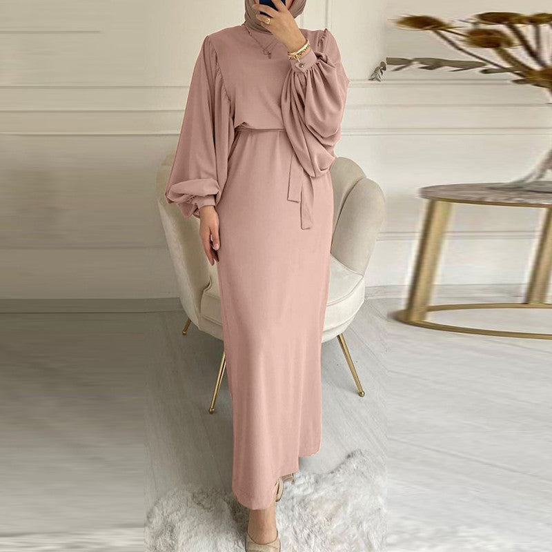 Solid Color Long Sleeve Casual Muslim Dress Robe Robe Dress 9ca4caf8 e43d 4fc3 956e 2e1b59d9204b