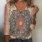 Fashionable Printed Long-sleeved T-shirt V-neck Loose Top 9cac7d3b a4a8 4839 b907 b55c588e3d57
