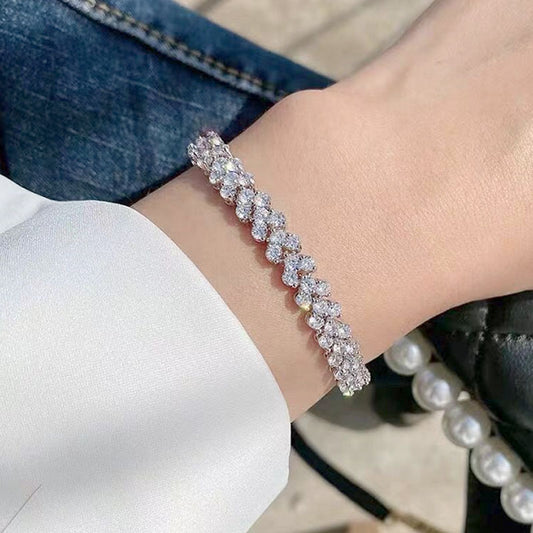 Heart-shaped Diamond Gold And Silver Plated Roman Bracelet 9cda0c08 f7a4 44cd bcd6 6c13ba8a0ebc