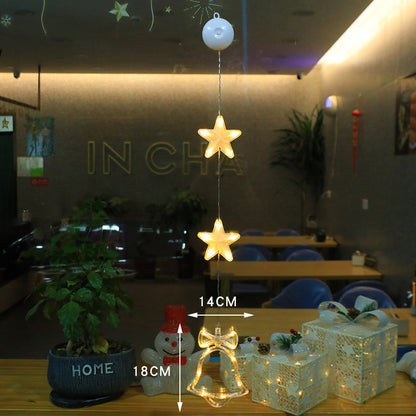 Christmas 3pcs LED Light Star Xmas Tree Hanging Sucker Lamp Window Ornaments Decoration For Home Xmas Navidad New Year Decor 