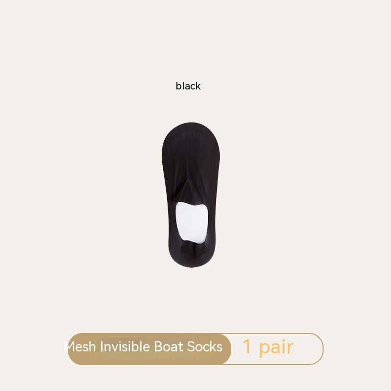 Women's Mesh Boat Socks Summer Thin Cotton Bottom Non-slip Tight Ice Silk Arbitrary Cut Women's Low Cut Invisible Socks 9ceff
