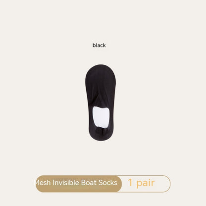 Women's Mesh Boat Socks Summer Thin Cotton Bottom Non-slip Tight Ice Silk Arbitrary Cut Women's Low Cut Invisible Socks 9ceff