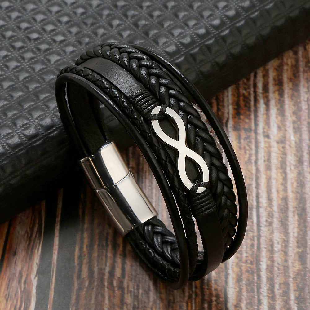 Cowhide Stainless Steel Men's 8-word Multi-layer Magnetic Buckle Bracelet 9d4124c4 f03f 4df9 aa57 37c6a5315ccb