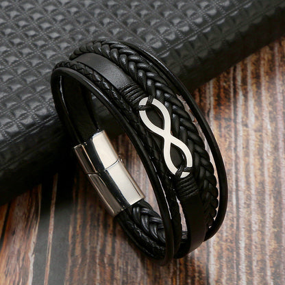 Cowhide Stainless Steel Men's 8-word Multi-layer Magnetic Buckle Bracelet 9d4124c4 f03f 4df9 aa57 37c6a5315ccb