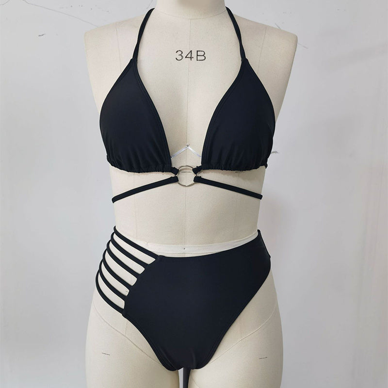 Two-piece Halter Neck Bikini Leopard Print Cutout Strap Swimsuit Set Summer Beach Womens Clothing 9d4cdb21 f01d 45bf b628 fa8