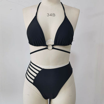 Two-piece Halter Neck Bikini Leopard Print Cutout Strap Swimsuit Set Summer Beach Womens Clothing 9d4cdb21 f01d 45bf b628 fa8