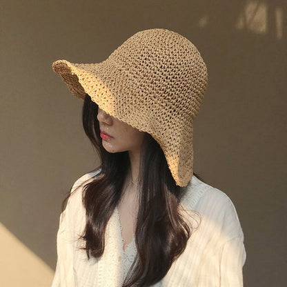 Sunscreen Female Raffia Straw Hat Summer Fashion Cover Face Net Red Fisherman Hat 9d56deb1 5c81 4021 a791 ded9d2cc6d17