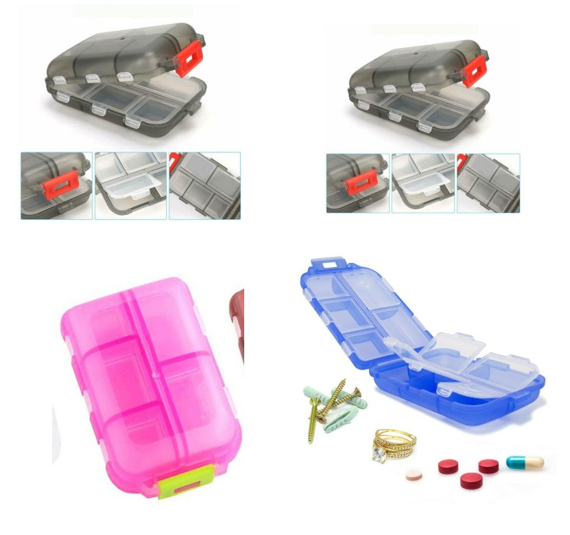 Travel Pill Organizer 10 Grid  Moisture Proof Pills Box For Pocket Purse Daily Pill Case Portable Medicine Vitamin Holder Con