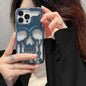 Luxury Plating 3D Skull Phone Case For I-Phone 14 Pro Max 13 12 11 Plus Breathable Glossy Hollow Out Gold Metallic Paint 9d63