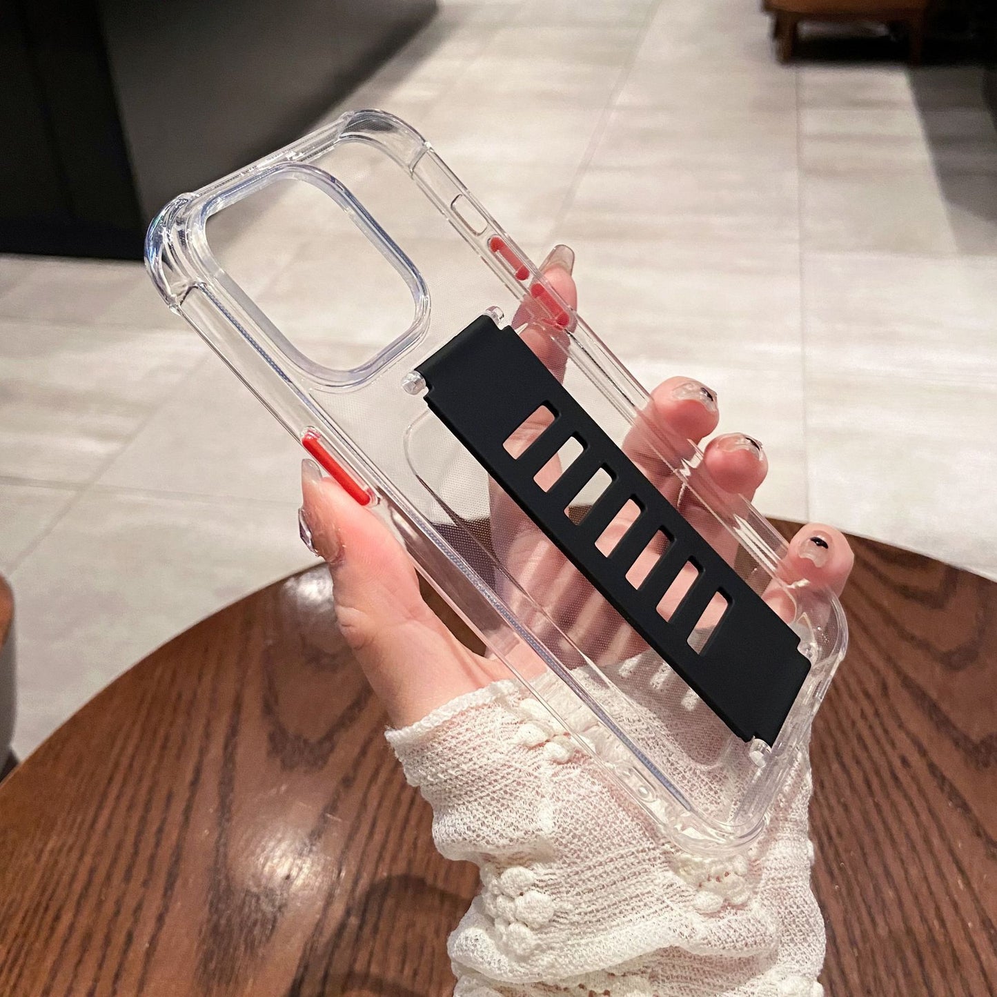 Transparent Case Wrist Strap Bracket Non-slip Phone Case - 图片 9