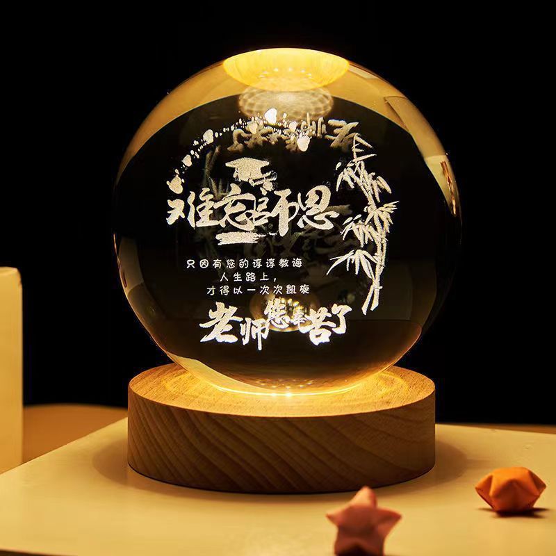 Luminous Starry Sky And Planets Moon Moon Crystal Ball Small Night Lamp Projection Ambience Light Creative Gift New Strange G