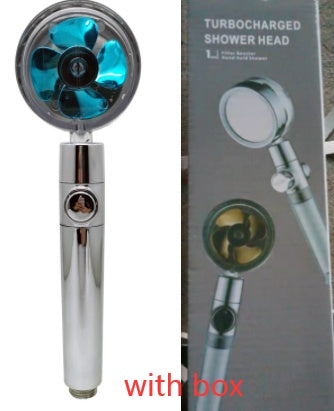 Shower Head Water Saving Flow 360 Degrees Rotating With Small Fan ABS Rain High Pressure Spray Nozzle Bathroom Accessories 9d